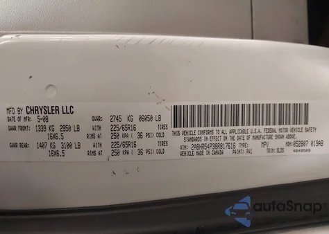 2008 Chrysler Town & Country Touring z USA, uszkodzony, nr VIN 2A8HR54P38R817616